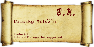 Bilszky Milán névjegykártya